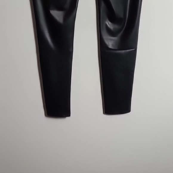 7 FOR ALL MANKIND Black Faux Leather Women Skinny Jeans Size Medium - Picture 10 of 14